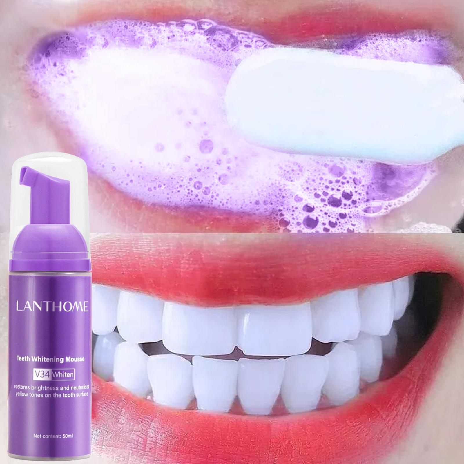 Teeth Whitening Effective - V34 Mousse Zahnreinigungs-Zahnpasta, wirksame aufhellende Zahnentfernung,