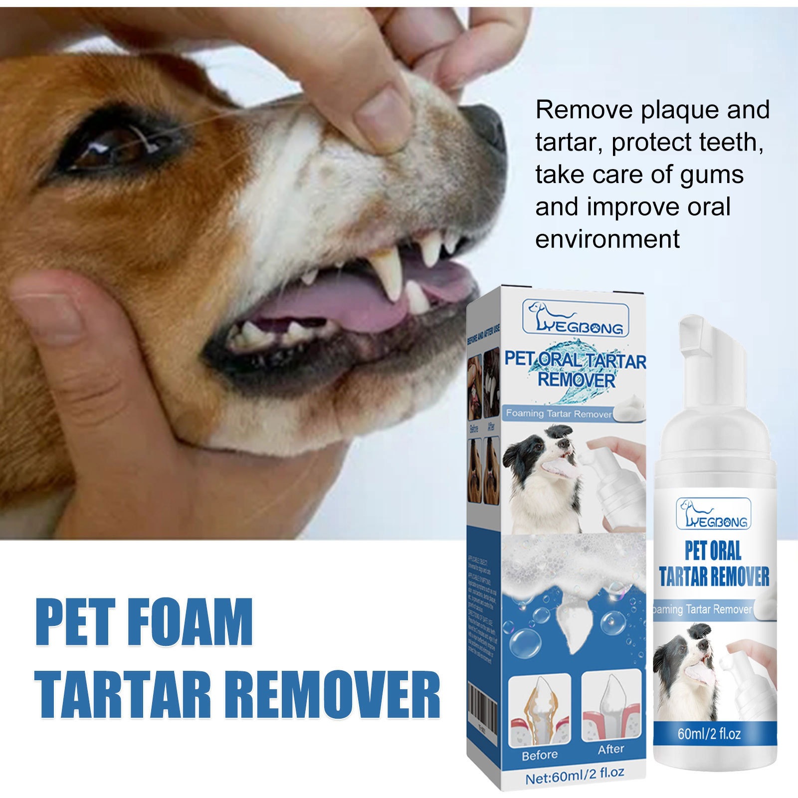 Teeth Whitening Effective - Zahnsteinentferner für Haustiere, Hunde, Katzen, Zahnreinigung,